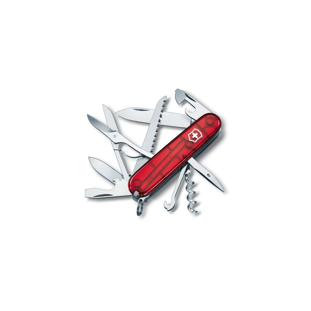 Couteau swiss Huntsman rouge transparent
