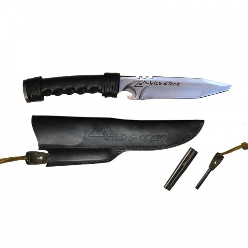 Couteau Wildsteer black + pierre à feu Wild0103p
