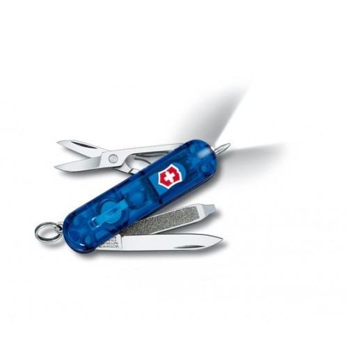 Canif signature lite bleu transp. led