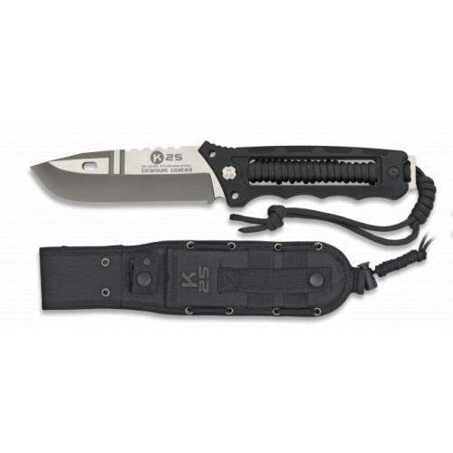 Messer mit schwarzem Seil Titan Klinge 11 cm 32165