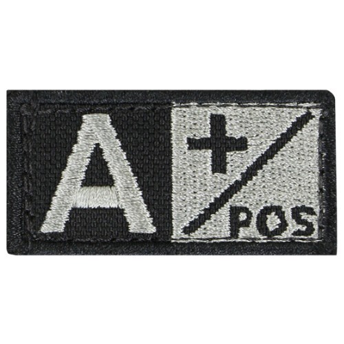 BLUTGRUPPEN ABZEICHEN 2.5x5cm SCHWARZ A+