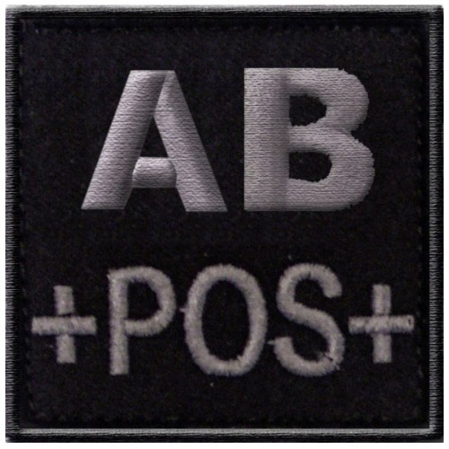 INSIGNE GROUPE SANGUIN 5x5cm NOIR AB+