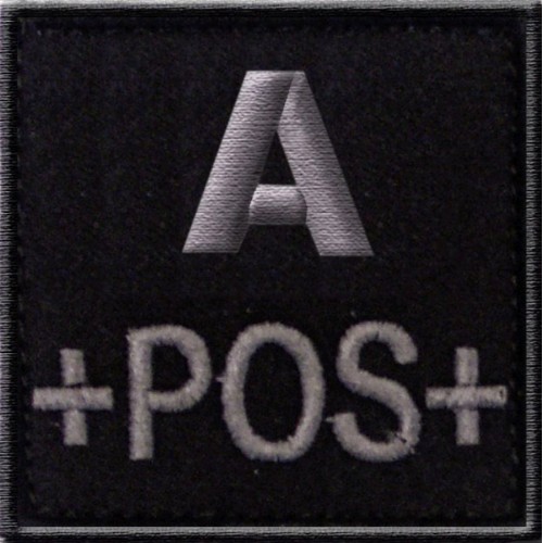 Blutgruppenabzeichen 5 x 5cm schwarz A+