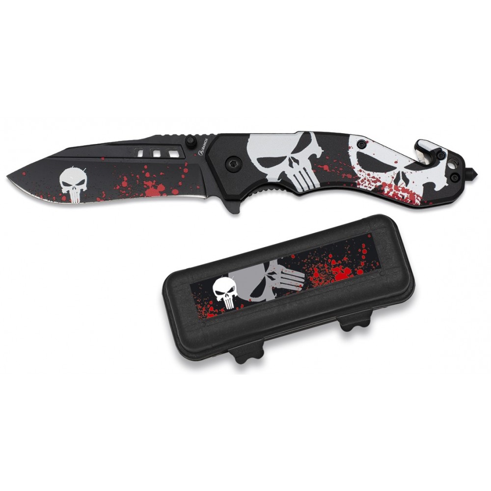 Couteau pliant Albainox Skull. Boîte ABS
