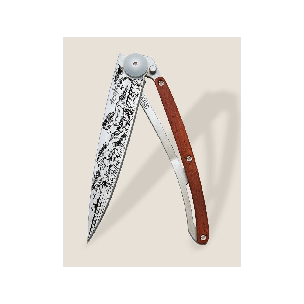 Couteau Deejo - Cheveaux sauvages en bois corail