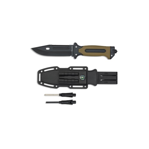 Couteau tactique - coyote noir - avec 4 acc.