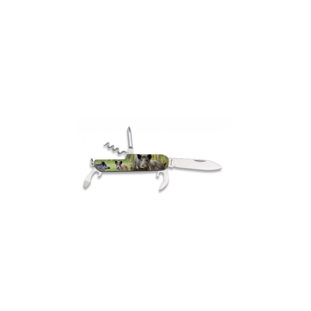 Couteau de poche, SANGLIER, 6 fonctions, 9 cm